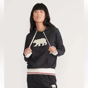 Hatley pullover hoodie w/charcoal bear embroidery Size XS. Charcoal grey w/ivory